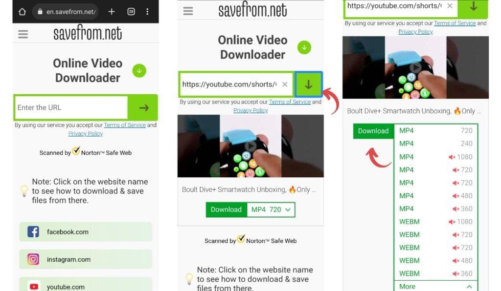 Download Youtube Shorts from Savefrom.net